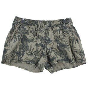 Old Navy Womens Tropical Print Elastic Waist Shorts Size M Green Plant Print